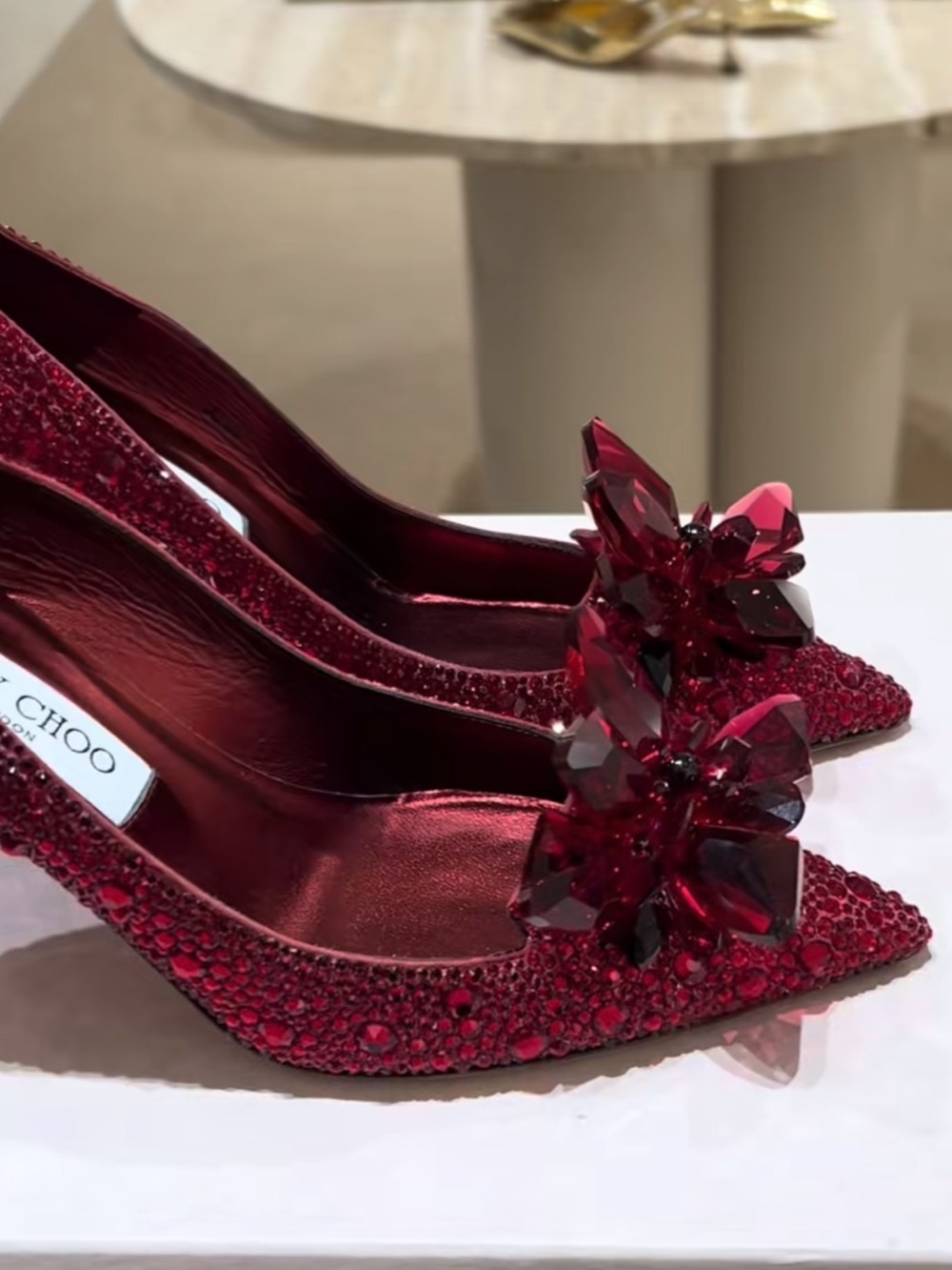 Jimmy Choo Red Crystal Cinderella Heels - Picture 6 of 9